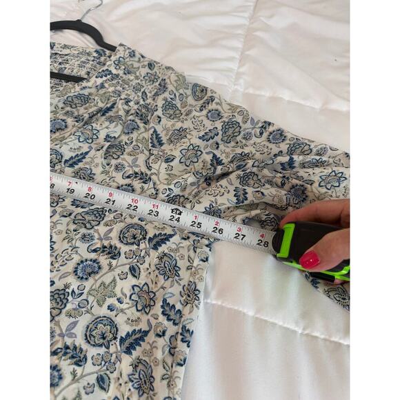 Rose + Olive Floral Button Front Blouse Womens Plus 2X Smocked Back Boho Hippie - Picture 3 of 9